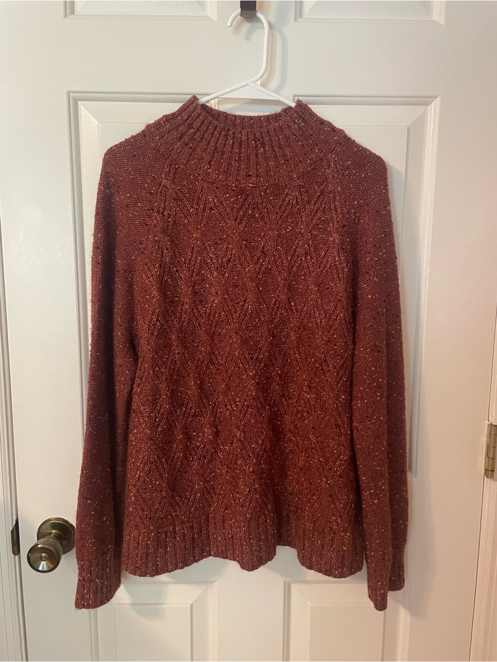 LOFT Textured Knit Sweater in Rust
